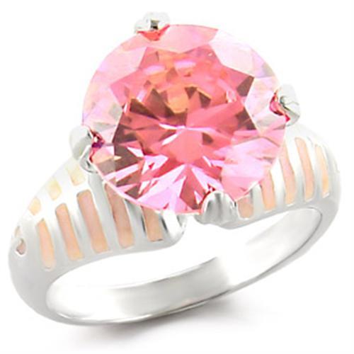 JCE707 High-Polished 925 Sterling Silver Ring with AAA Grade CZ in Rose