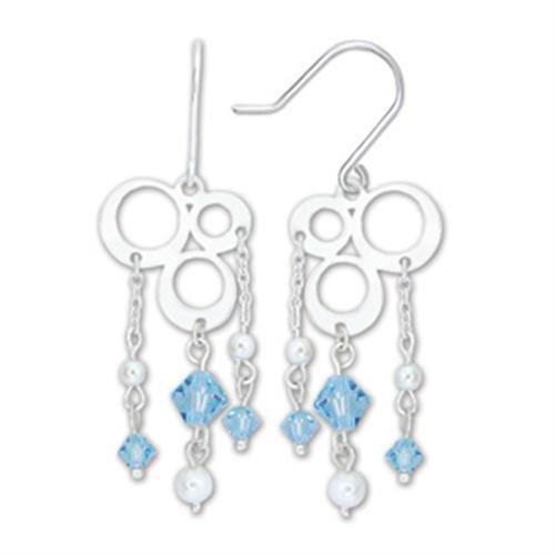 JCE903 High-Polished 925 Sterling Silver Earrings with Synthetic Spinel in Sea Blue-PCS