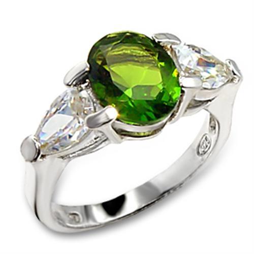 JCE411 High-Polished 925 Sterling Silver Ring with Synthetic Spinel in Peridot