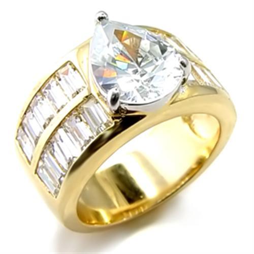 JCE015 Gold+Rhodium Brass Ring with AAA Grade CZ in Clear