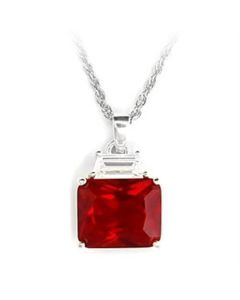 JCE309 High-Polished 925 Sterling Silver Pendant with Synthetic Garnet in Ruby-Default Title