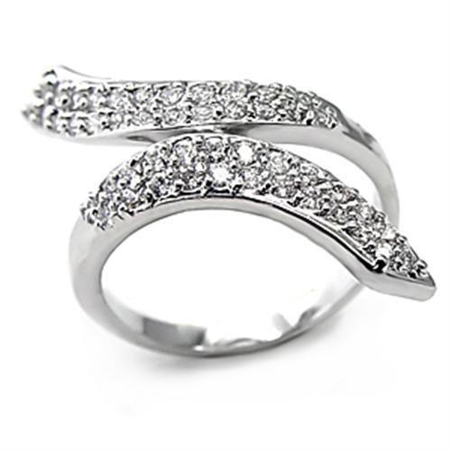 JCE2076 Rhodium Brass Ring with AAA Grade CZ in Clear