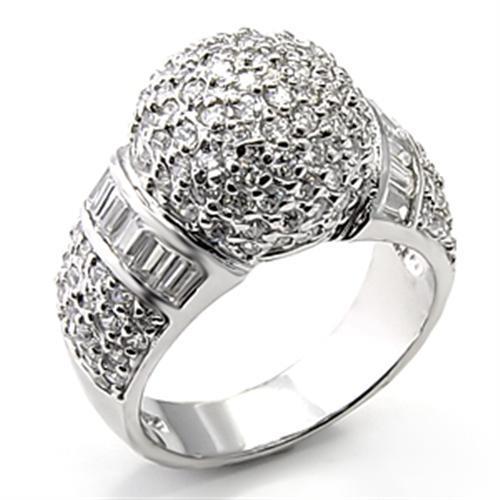 JCE166 Rhodium 925 Sterling Silver Ring with AAA Grade CZ in Clear