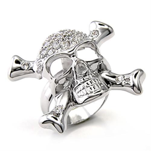 JCE2188 Rhodium 925 Sterling Silver Ring with AAA Grade CZ in Clear