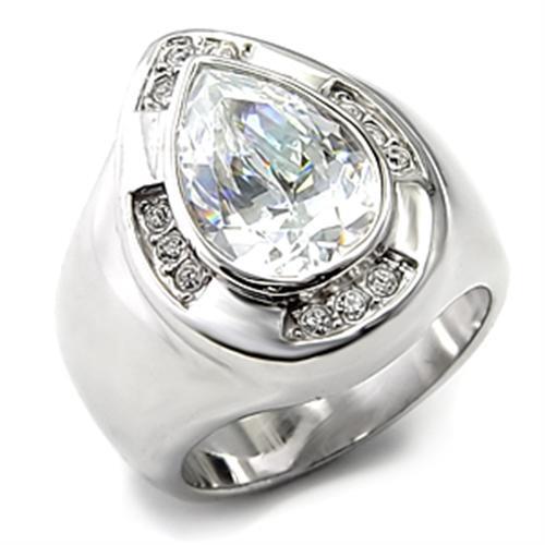 JCE236 Rhodium 925 Sterling Silver Ring with AAA Grade CZ in Clear