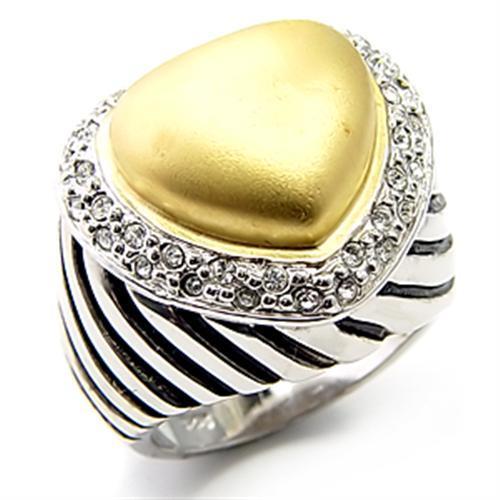 JCE246 Matte Gold & Rhodium 925 Sterling Silver Ring with AAA Grade CZ in Clear
