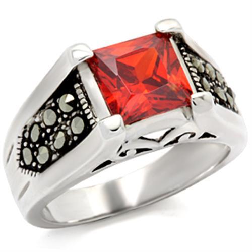 JCE019 Antique Tone 925 Sterling Silver Ring with AAA Grade CZ in Garnet