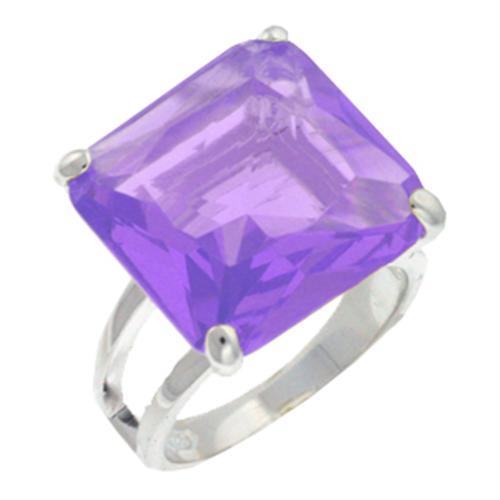 JCE030 High-Polished 925 Sterling Silver Ring with AAA Grade CZ in Amethyst