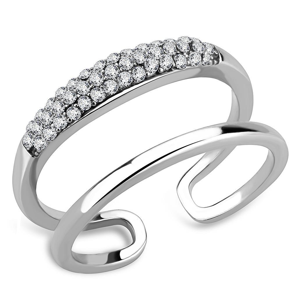JCE247 High polished (no plating) Stainless Steel Ring with AAA Grade CZ  in Clear