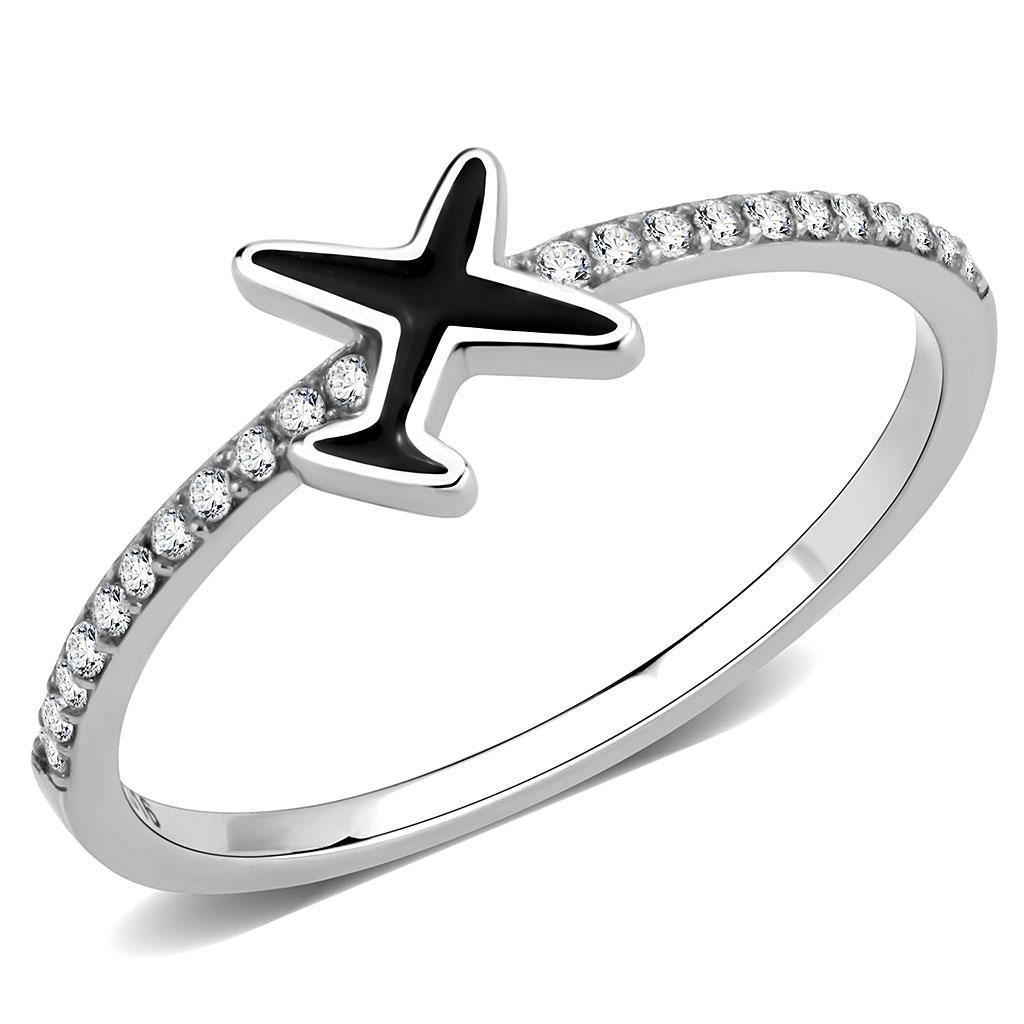 JCE311 No Plating Stainless Steel Ring with Epoxy  in Jet