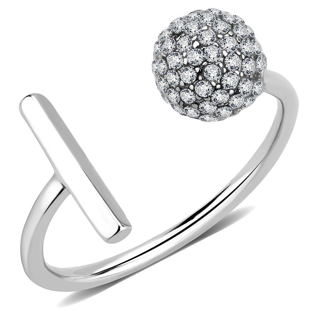 JCE318 No Plating Stainless Steel Ring with AAA Grade CZ  in Clear
