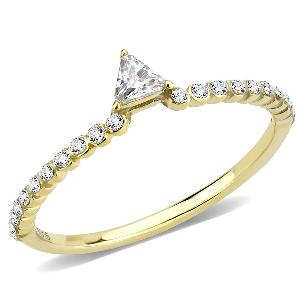 JCE323 IP Gold(Ion Plating) Stainless Steel Ring with AAA Grade CZ  in Clear