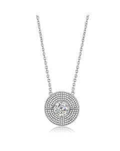 JCE335 No Plating Stainless Steel Necklace with AAA Grade CZ in Clear
