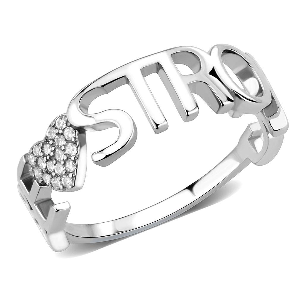 JCE2356 High polished (no plating) Stainless Steel Ring with AAA Grade CZ in Clear
