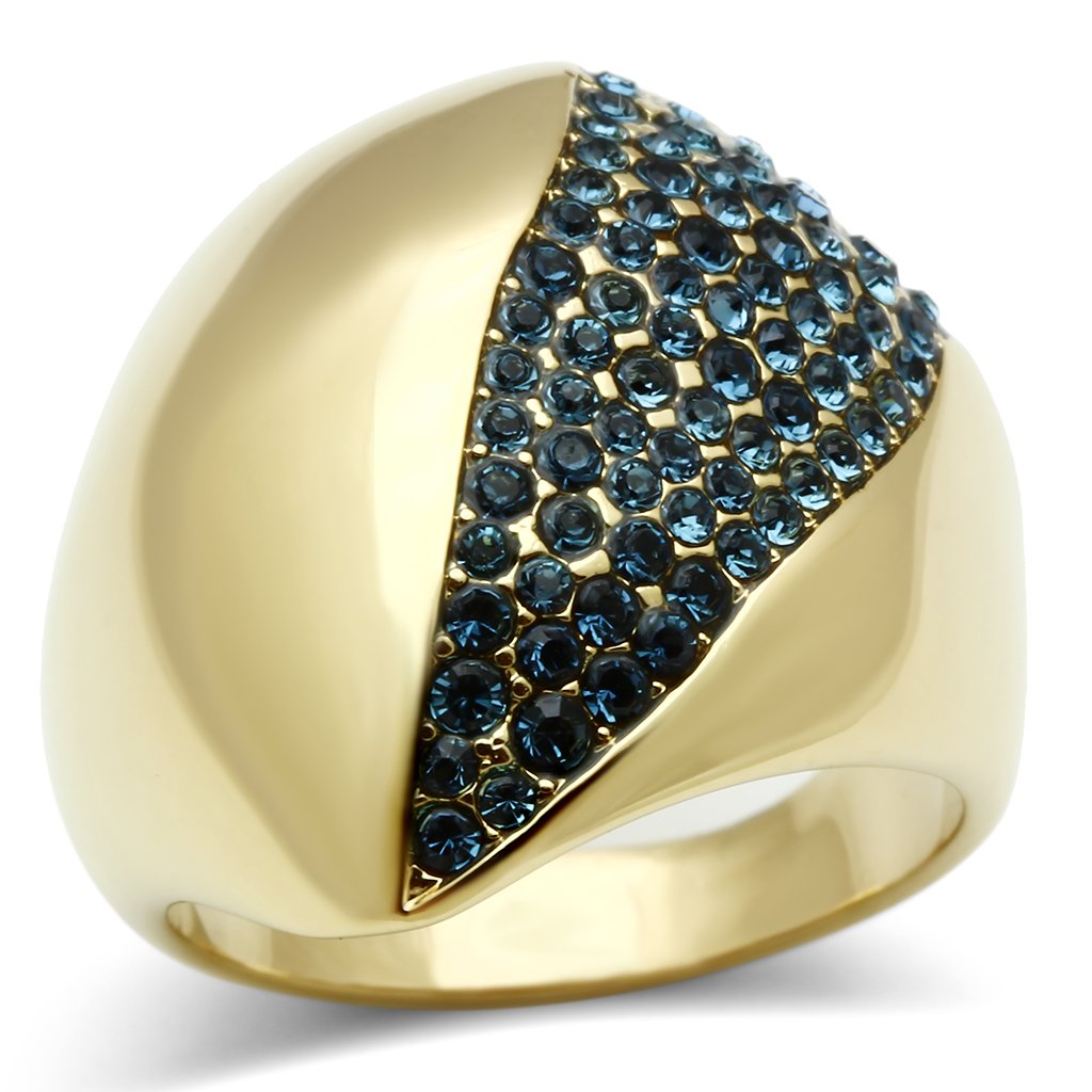 JCE324 IP Gold(Ion Plating) Brass Ring with Top Grade Crystal in Montana