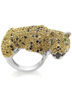 JCE1347 Reverse Two-Tone Brass Ring with AAA Grade CZ in Topaz