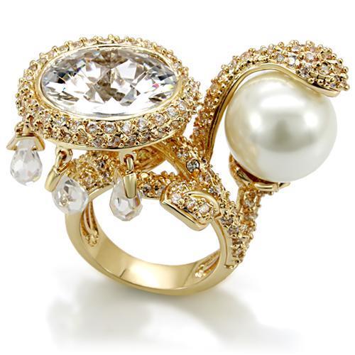 JCE1607 Imitation Gold Brass Ring with AAA Grade CZ in Clear