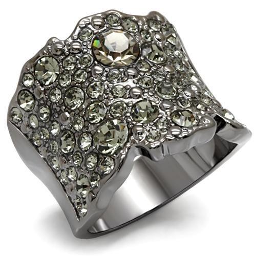 JCE1611 TIN Cobalt Black Brass Ring with Top Grade Crystal in Black Diamond