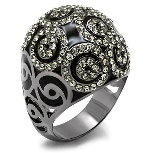 JCE1616 TIN Cobalt Black Brass Ring with Top Grade Crystal in Black Diamond