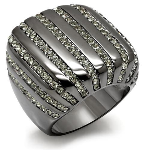 JCE1618 TIN Cobalt Black Brass Ring with Top Grade Crystal in Black Diamond