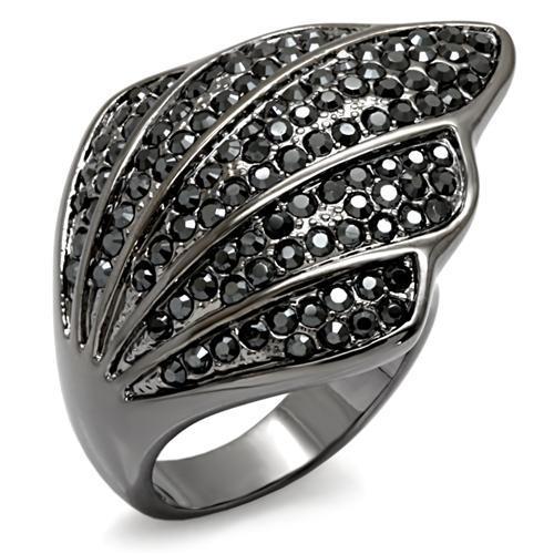 JCE1624 TIN Cobalt Black Brass Ring with Top Grade Crystal in Jet