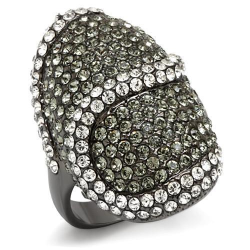 JCE1626 TIN Cobalt Black Brass Ring with Top Grade Crystal in Black Diamond