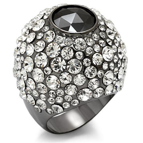 JCE1629 TIN Cobalt Black Brass Ring with AAA Grade CZ in Black Diamond