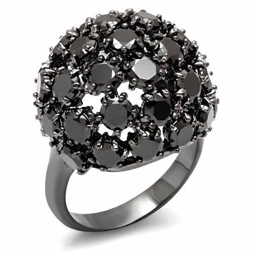 JCE1631 TIN Cobalt Black Brass Ring with AAA Grade CZ in Jet