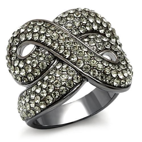 JCE1634 TIN Cobalt Black Brass Ring with Top Grade Crystal in Black Diamond