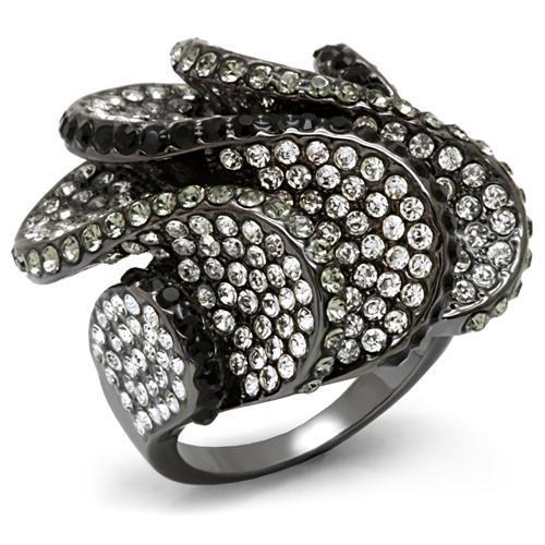 JCE1635 TIN Cobalt Black Brass Ring with Top Grade Crystal in Multi Color