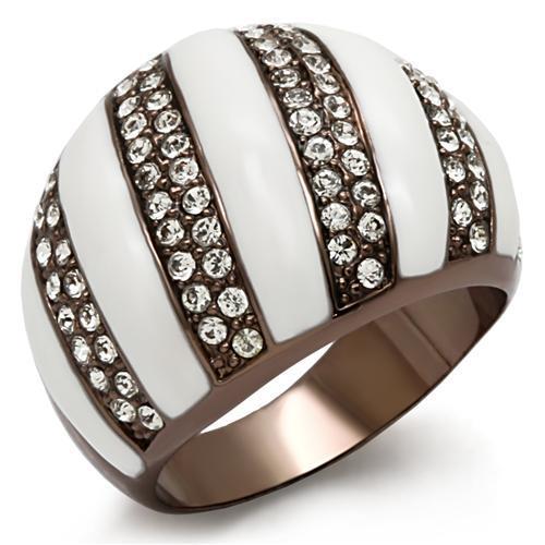 JCE1646 Chocolate Gold Brass Ring with Top Grade Crystal in Clear