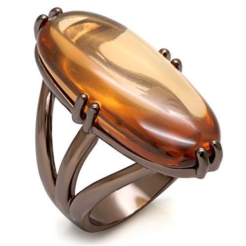 JCE1648 Chocolate Gold Brass Ring with AAA Grade CZ in Champagne