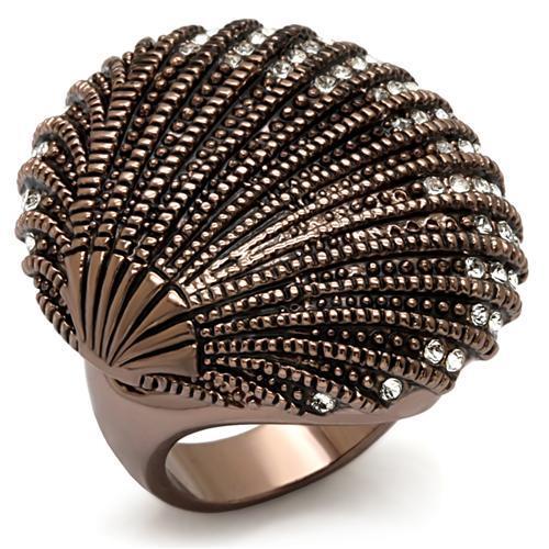 JCE1651 Chocolate Gold Brass Ring with Top Grade Crystal in Clear