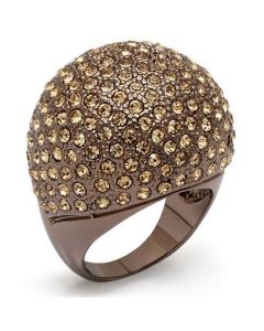 JCE1652 Chocolate Gold Brass Ring with Top Grade Crystal in Citrine Yellow