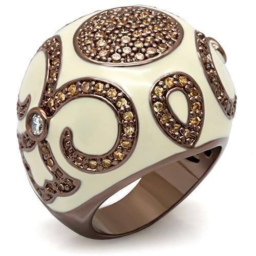 JCE1656 Chocolate Gold Brass Ring with AAA Grade CZ in Champagne