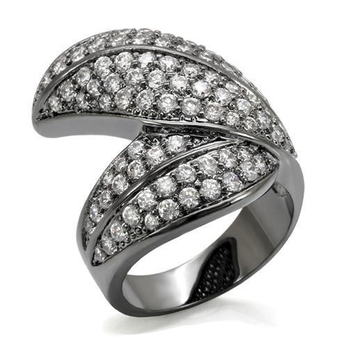 JCE1667 TIN Cobalt Black Brass Ring with AAA Grade CZ in Clear