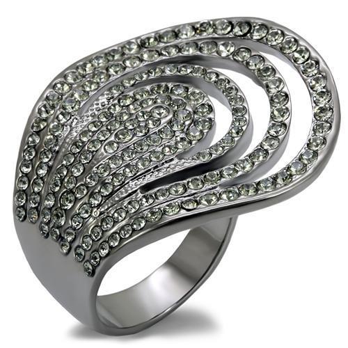 JCE1669 TIN Cobalt Black Brass Ring with Top Grade Crystal in Black Diamond
