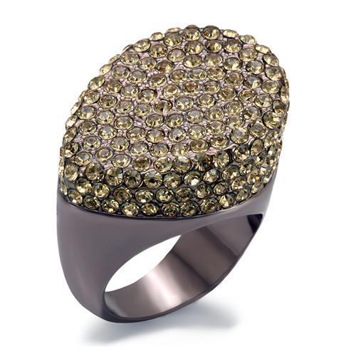 JCE1693 Chocolate Gold Brass Ring with Top Grade Crystal in Citrine Yellow