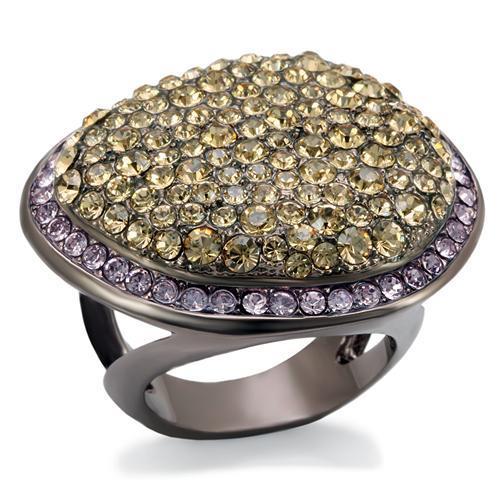 JCE1694 Chocolate Gold Brass Ring with Top Grade Crystal in Multi Color