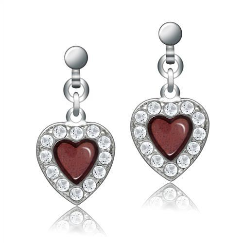 JCE2000 Rhodium White Metal Earrings with Top Grade Crystal in Clear
