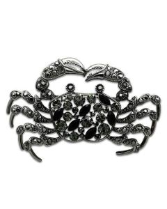 JCE2392 Imitation Rhodium White Metal Brooches with Top Grade Crystal  in Jet