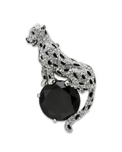 JCE2398 Imitation Rhodium White Metal Brooches with AAA Grade CZ  in Jet