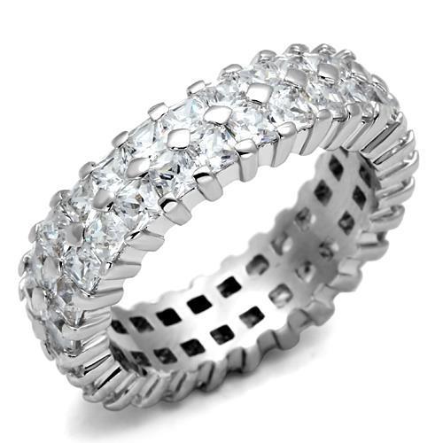 JCE2431 Rhodium Brass Ring with AAA Grade CZ in Clear