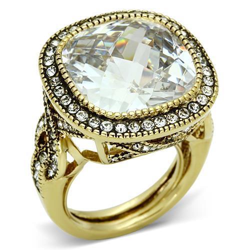 JCE2436 Gold Brass Ring with AAA Grade CZ in Clear