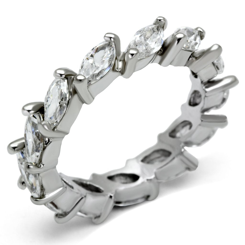 JCE2469 Rhodium Brass Ring with AAA Grade CZ in Clear