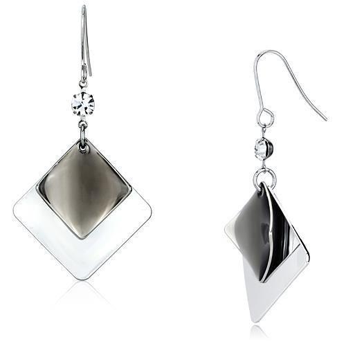JCE2698 Rhodium Iron Earrings with Top Grade Crystal in Clear