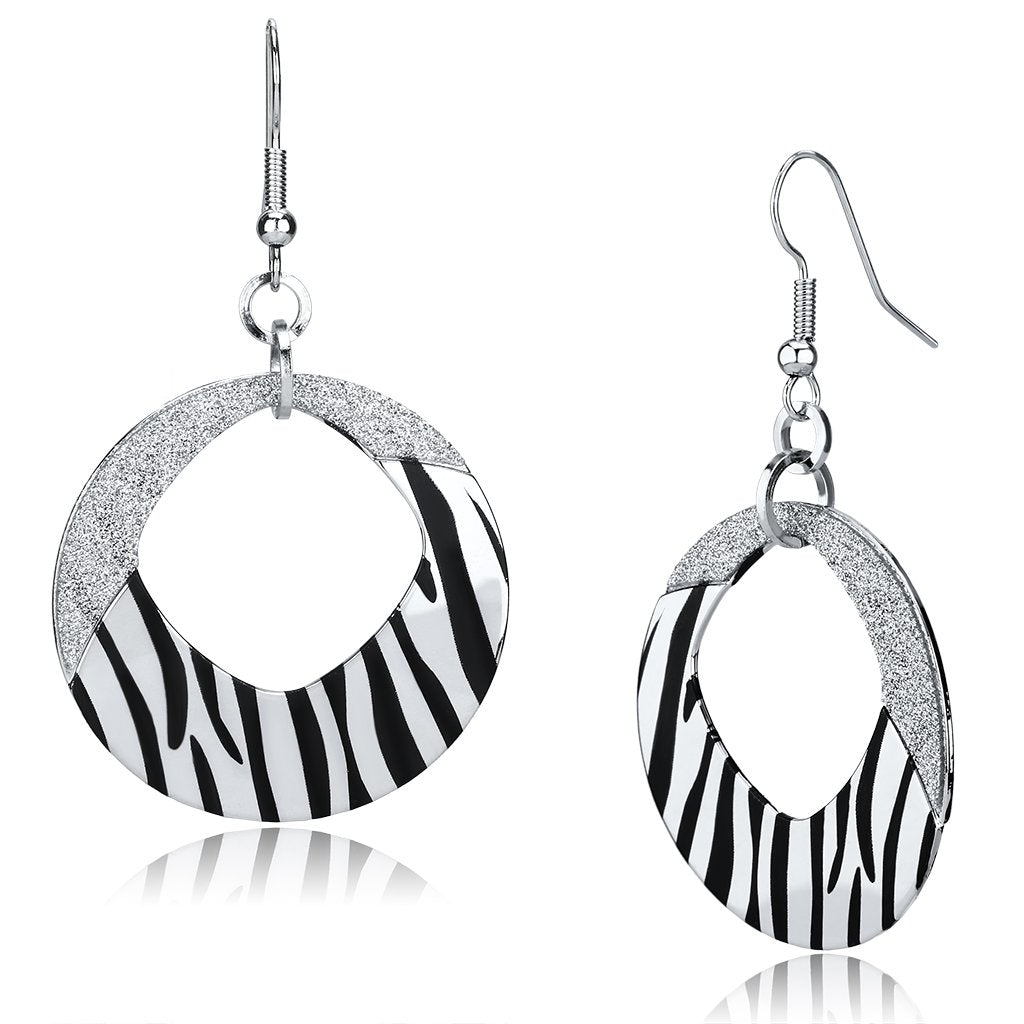 JCE2702 Rhodium Iron Earrings with Epoxy in Jet