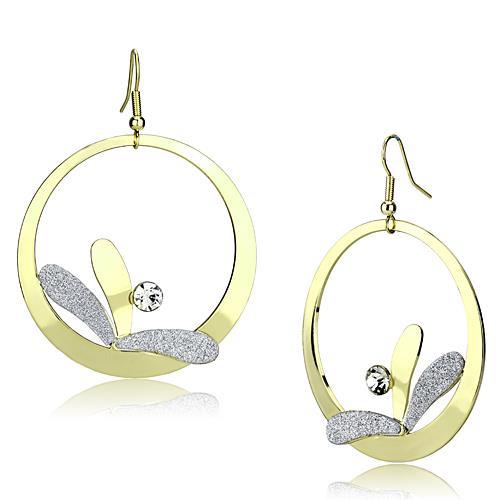 JCE2715 Gold Iron Earrings with Top Grade Crystal  in Clear