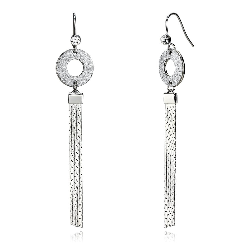 JCE2749 Rhodium Iron Earrings with Top Grade Crystal  in Clear