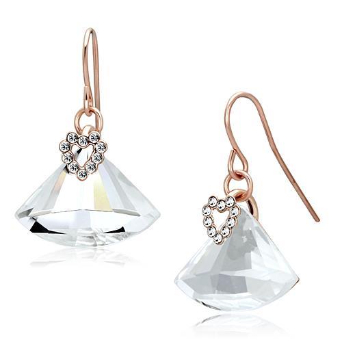 JCE2755 Rose Gold Iron Earrings with Top Grade Crystal in Clear